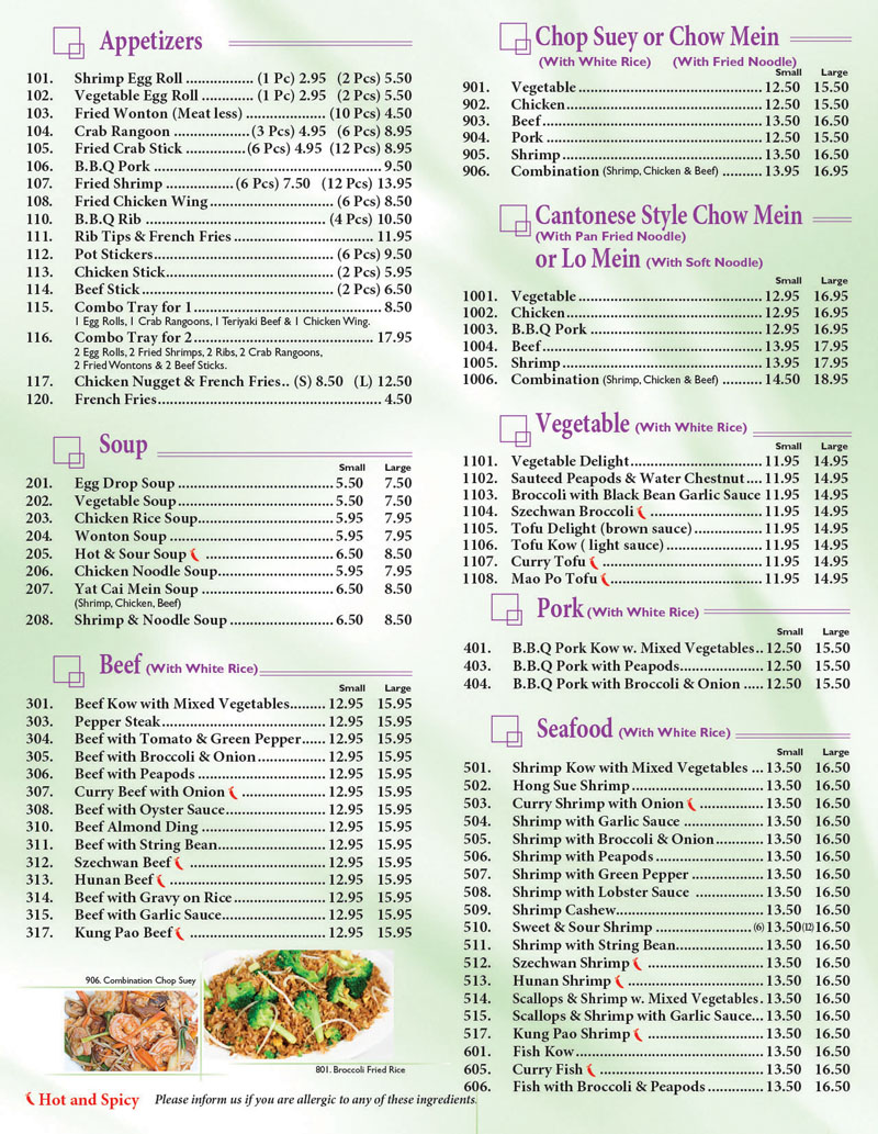 menu